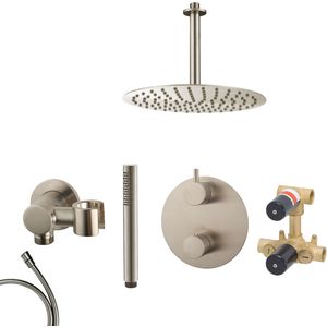Mueller Round inbouw regendouche rond met 30cm hoofddouche en plafondarm 20cm RVS