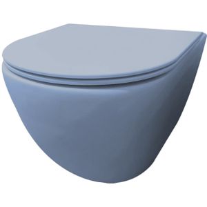 Best Design Morrano hangend toilet randloos lichtblauw mat
