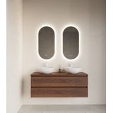 Gliss Design Aura ovale spiegel 50x100cm met LED-verlichting en verwarming wit mat