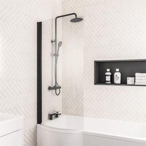 Eastbrook P-Shape badwand links 75x140cm zwart mat
