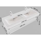 Mondiaz Alan DLux planchet 120cm met wastafel dubbel 2 kraangaten ostra