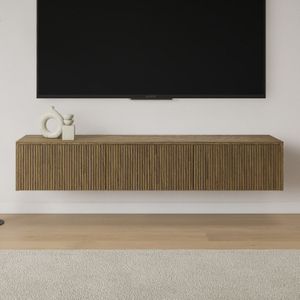 Livli Sydney zwevend tv meubel 220cm eiken castlebrown ribbelfront