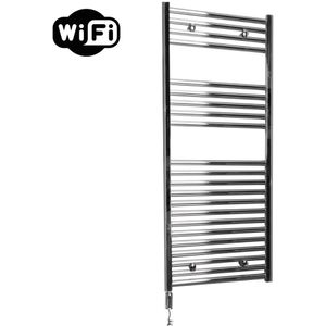 Sanicare elektrische design radiator 45x172cm chroom met WiFi en thermostaat links chroom