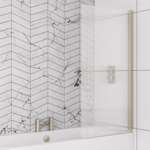 Eastbrook Fluted badwand met ribbelglas 80x140cm rechts messing geborsteld