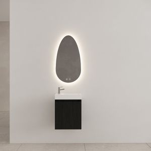 Gliss Design Timotheus toiletmeubel met ribbelfront 40cm black veneer met keramische fontein