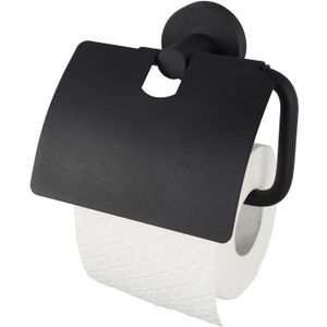 Haceka Kosmos toiletrolhouder met klep zwart mat