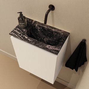 Mondiaz Ture DLux toiletmeubel 40cm talc met wastafel lava rechts zonder kraangat
