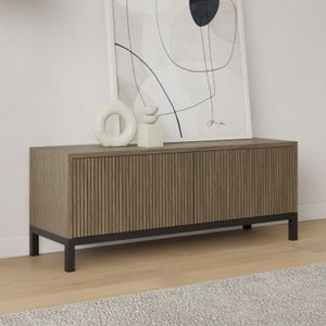Livli Canberra staand tv meubel 140cm grijs eiken ribbelfront