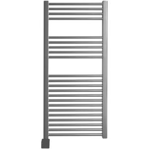 Sanicare elektrische design radiator 60x112cm zilvergrijs met Bluetooth en thermostaat links chroom