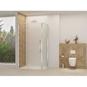 Van Rijn ST07 hoekcabine met helder glas 90x100cm geborsteld RVS