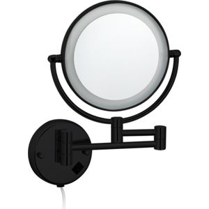 Best Design Nero wand cosmeticaspiegel met LED verlichting mat zwart