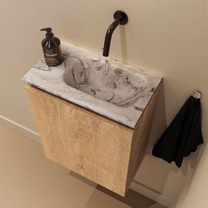 Mondiaz Ture DLux toiletmeubel 40cm washed oak met wastafel glace rechts zonder kraangat