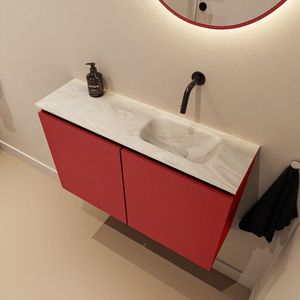 Mondiaz Ture DLux toiletmeubel 80cm fire met wastafel ostra rechts zonder kraangat