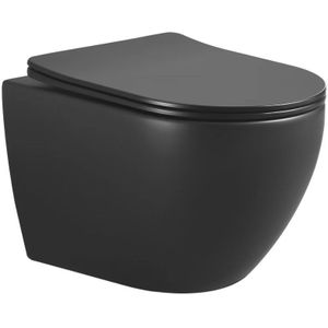 Mueller Rivel rimless verkort toilet met softclose zitting zwart mat