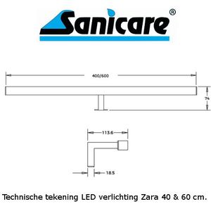 Sanicare spiegelverlichting LED Zara 40 cm
