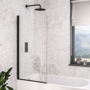 Eastbrook Designer badwand met rechte hoek 80x140cm zwart mat