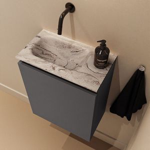 Mondiaz Ture DLux toiletmeubel 40cm dark grey met wastafel glace links zonder kraangat