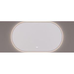 Hipp Design 13700 ovale spiegel mat zwart 100x70cm met LED en spiegelverwarming