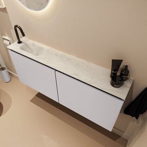 Mondiaz Ture DLux toiletmeubel 120cm cale met wastafel opalo links met kraangat