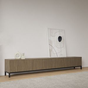 Livli Canberra staand tv meubel 280cm grijs eiken ribbelfront