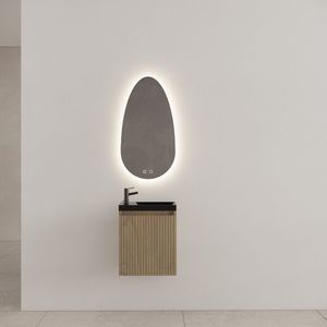 Gliss Design Timotheus toiletmeubel met ribbelfront 40cm ash gray met zwarte fontein