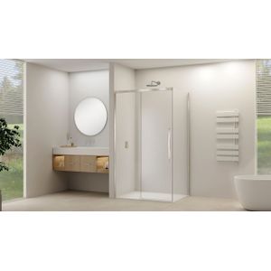 Van Rijn ST09 hoekcabine met helder glas 120x120cm geborsteld RVS