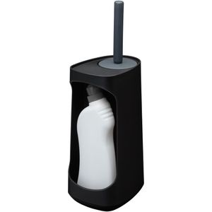 Tiger Tess - Toiletborstelhouder met opbergfunctie vrijstaand en Swoop® borstel flexibel - Zwart / Antraciet