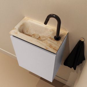 Mondiaz Ture DLux toiletmeubel 40cm cale met wastafel frappe links met kraangat