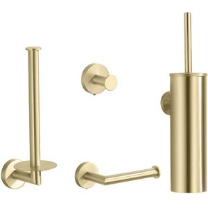 Saniclear Brass toilet accessoiresset 4-delig geborsteld messing mat goud