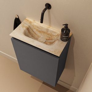 Mondiaz Ture DLux toiletmeubel 40cm dark grey met wastafel frappe midden zonder kraangat