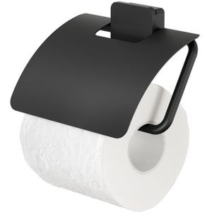 Geesa Topaz toiletrolhouder met klep zwart