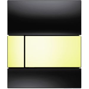 TECE Square II urinoir drukplaat glas zwart toetsen goud