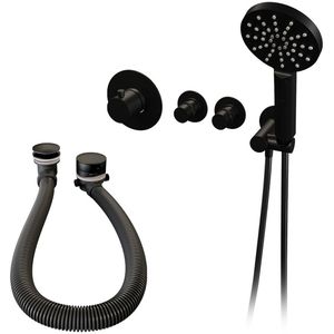 Brauer Black Edition inbouw badkraan met badvulcombinatie en 3 standen handdouche zwart mat