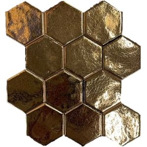 Terre d'Azur Hexagonale Mosaic wandtegel 28x30cm goud