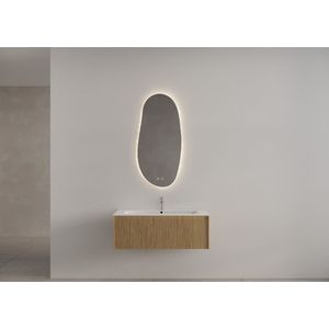 Gliss Design Timotheus badmeubel met ribbelfront 100cm pure met mat witte wastafel Asia