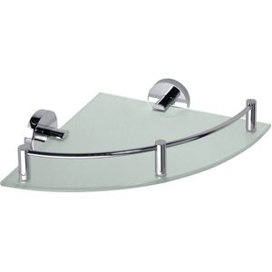 Sapho X-Round glazen hoekplanchet met rail 25cm chroom