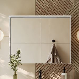 Fontana Grado spiegelkast met verlichting 80cm 2 deuren wit mat