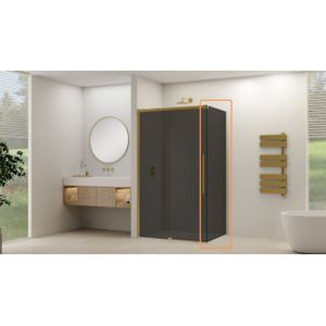 Van Rijn ST09 zijwand met rookglas 90x200cm geborsteld messing