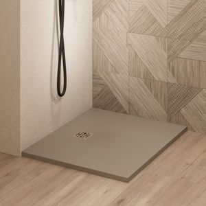 Saniclear Lino douchebak 100x100cm met stone finish capppuccino