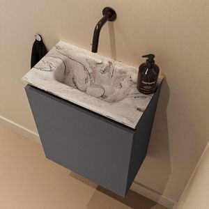Mondiaz Ture DLux toiletmeubel 40cm dark grey met wastafel glace midden zonder kraangat