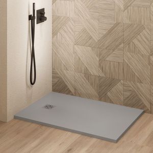 Saniclear Lino douchebak 120x100cm met stone finish lichtgrijs