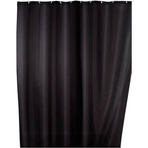 WENKO Anti-schimmel douchegordijn uni zwart 180x200cm polyester inclusief ophangringen