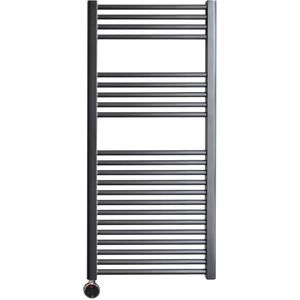 Sanicare elektrische design radiator 45x112cm gunmetal met thermostaat links chroom