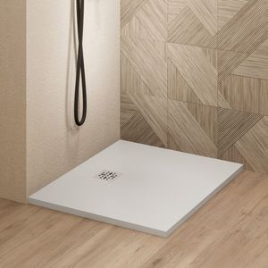 Saniclear Lino douchebak 100x100cm met stone finish wit