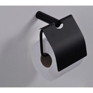 Mueller Black toiletrolhouder met klep mat zwart