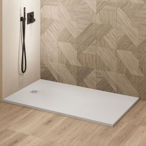 Saniclear Lino douchebak 140x90cm met stone finish wit