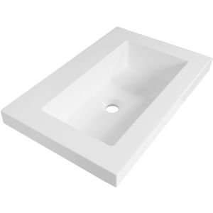 Brauer Spring wastafel mineraalmarmer 60cm zonder kraangat wit glans