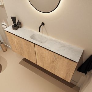 Mondiaz Ture DLux toiletmeubel 120cm washed oak met wastafel opalo midden zonder kraangat