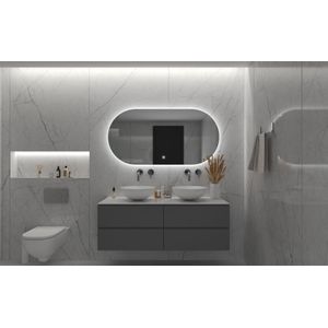Sanigoods Paya ovale spiegel met LED-verlichting en verwarming 140x70cm