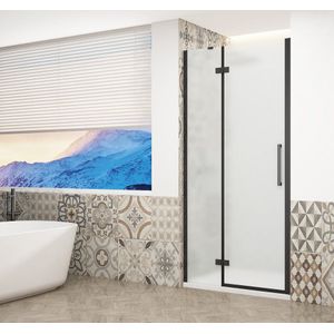 Gelco Trinity douchedeur 120cm links met mat glas zwart mat